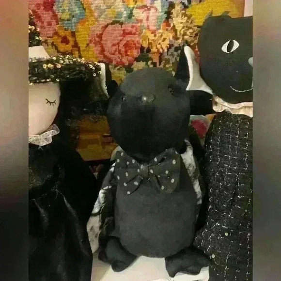 Halloween shelf sitting dolls cat bar witch handmade - Picture 3 of 15